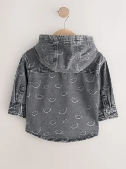 Grijs Face - Denim overhemd met capuchon (3mnd -7jr)