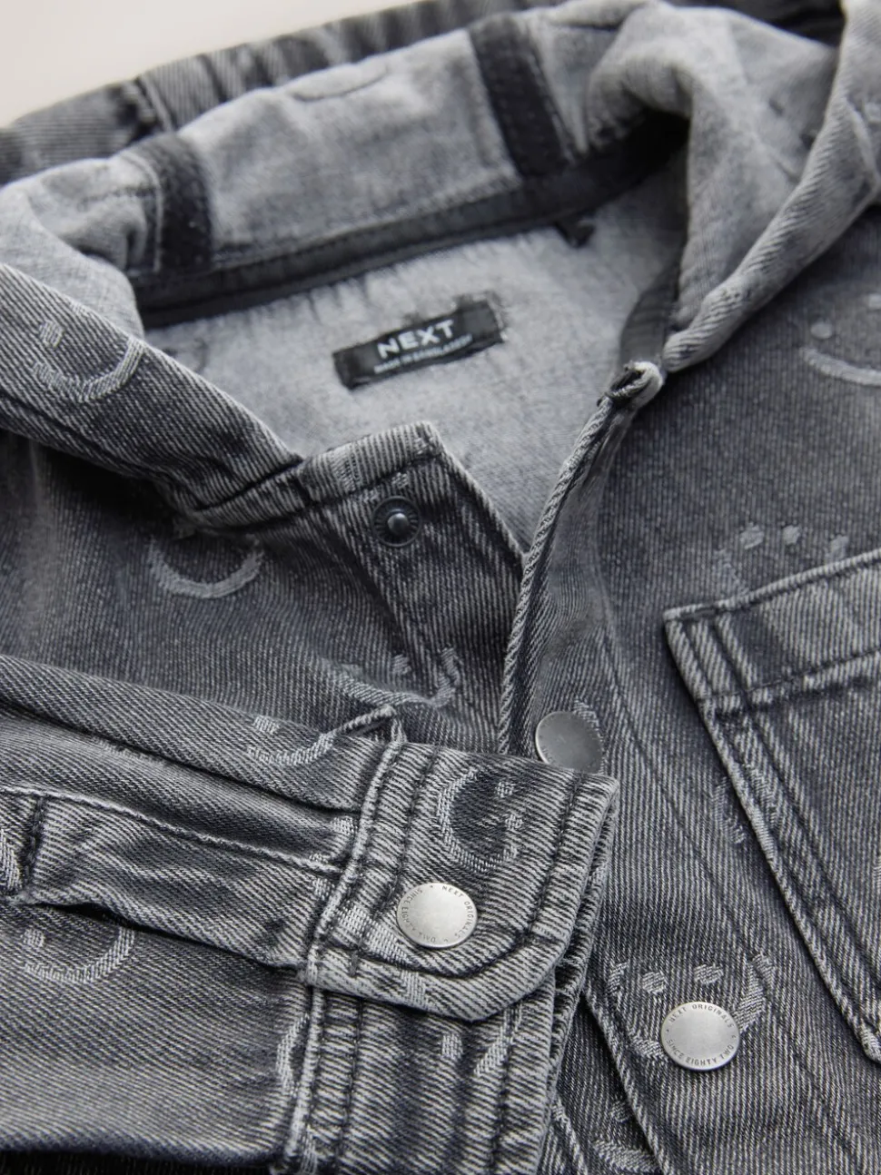 Grijs Face - Denim overhemd met capuchon (3mnd -7jr)