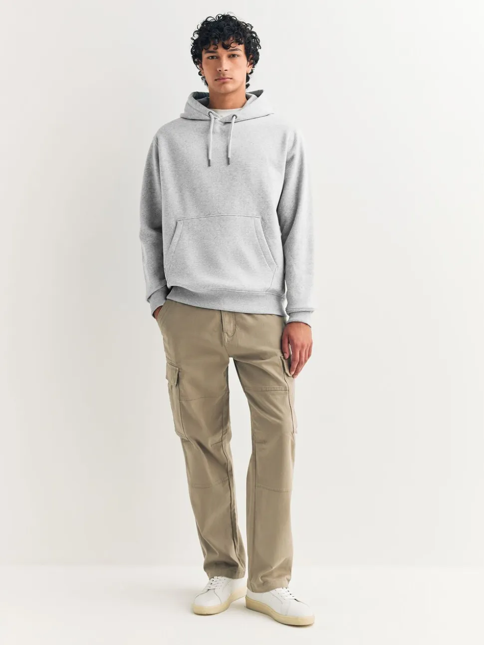 Grijs gemêleerd - Normale Pasvorm - Zwaargewicht Cotton Rich Jersey Hoodie