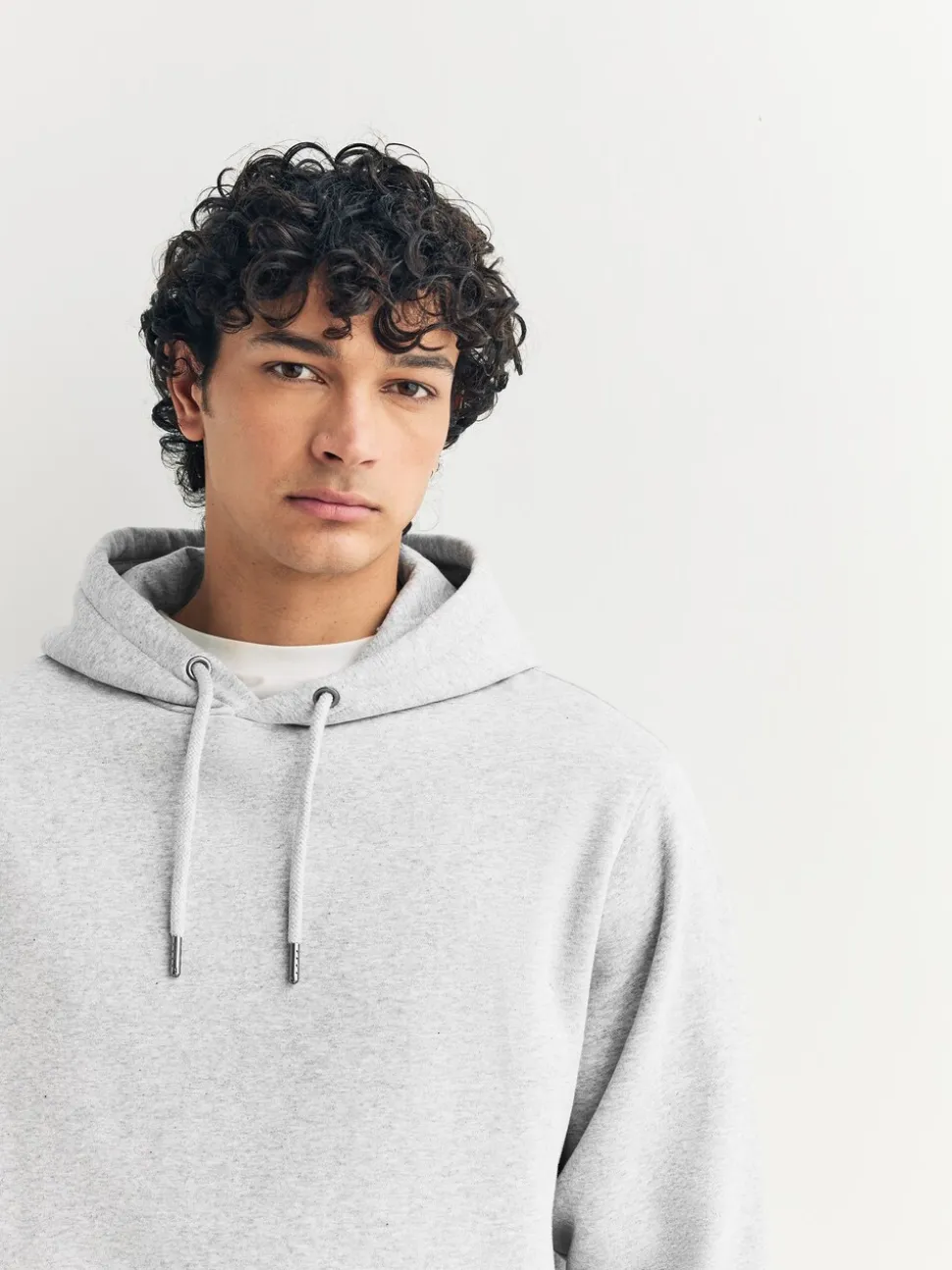 Grijs gemêleerd - Normale Pasvorm - Zwaargewicht Cotton Rich Jersey Hoodie