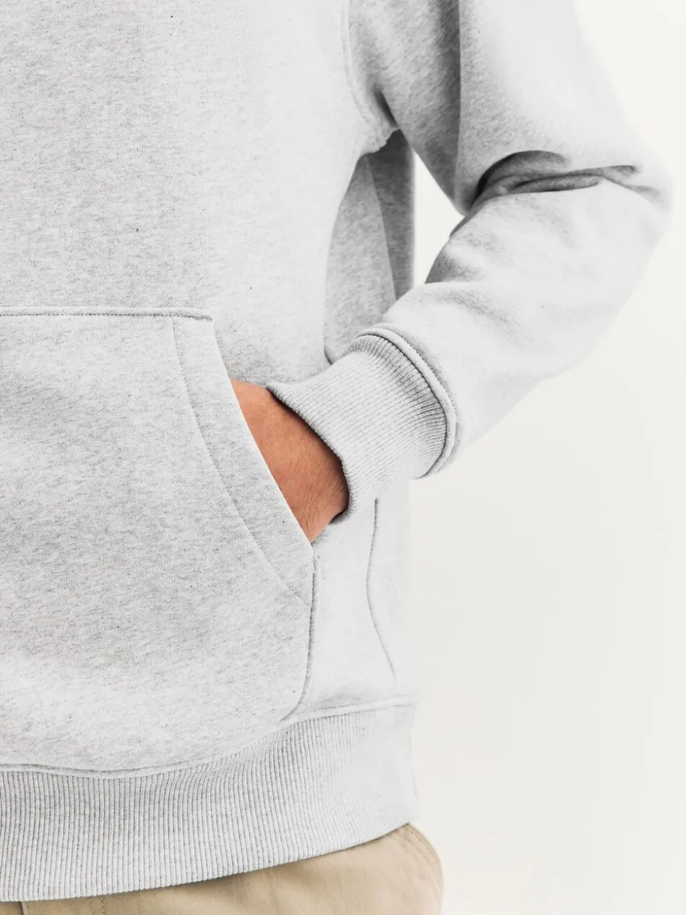 Grijs gemêleerd - Normale Pasvorm - Zwaargewicht Cotton Rich Jersey Hoodie