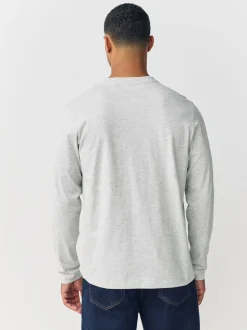 Grijs gemêleerd - Normale Pasvorm - T-shirt met lange mouwen en ronde hals