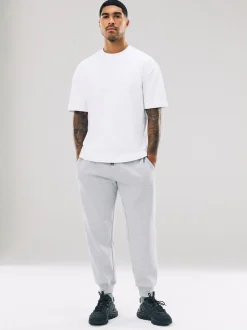 Grijs gemêleerd - Slim Fit - Slim Fit Brushback Heavyweight Joggers