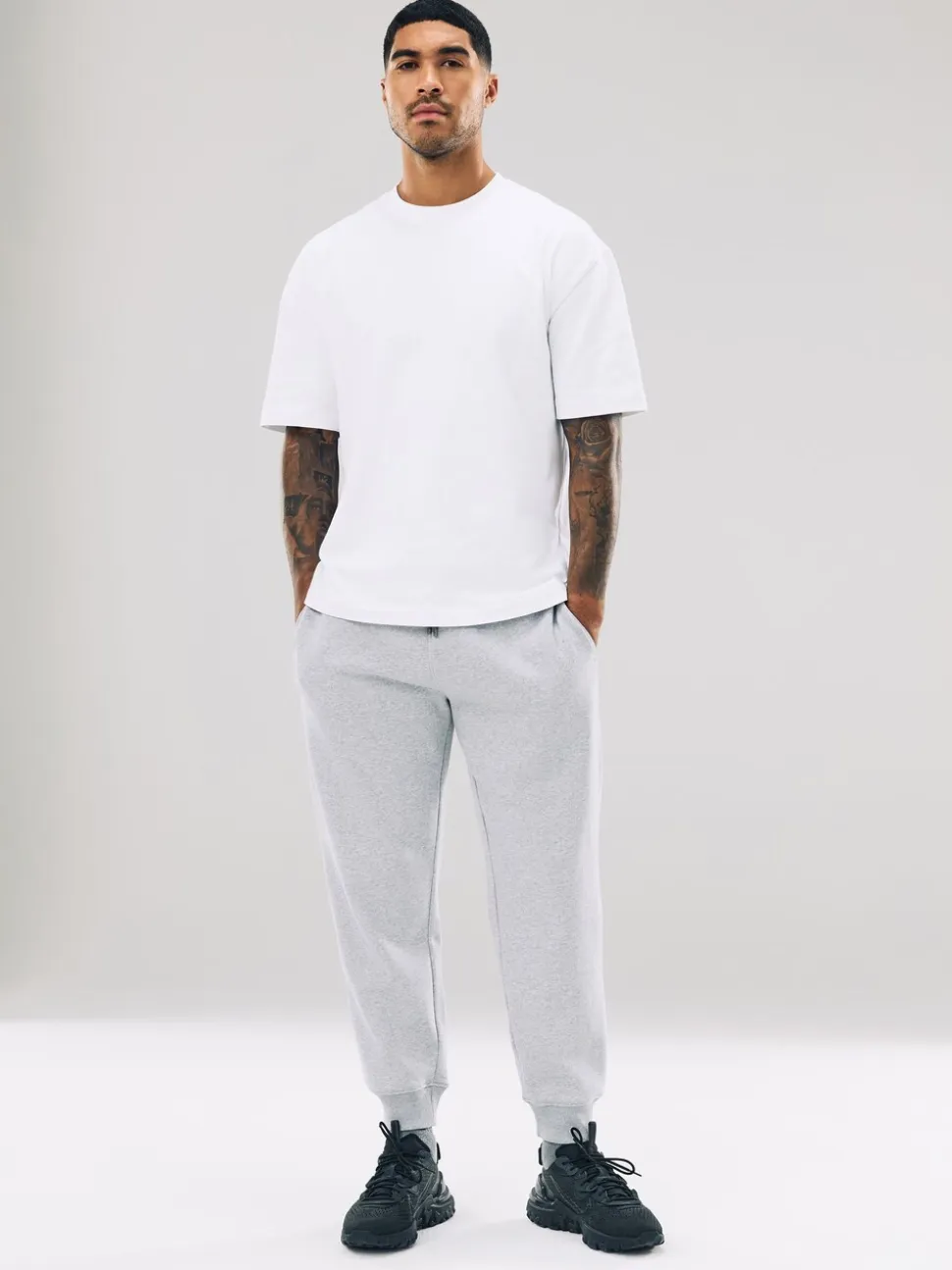 Grijs gemêleerd - Slim Fit - Slim Fit Brushback Heavyweight Joggers