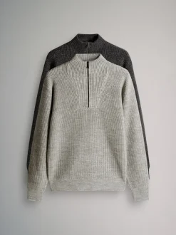 Grijs gemêleerd - The Set 2 Pack Quarter Zip Neck Jumpers