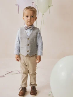 Grijs geruit - Waistcoat Shirt and Bow Tie Set (3mths-9yrs)