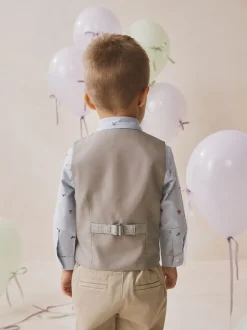 Grijs geruit - Waistcoat Shirt and Bow Tie Set (3mths-9yrs)