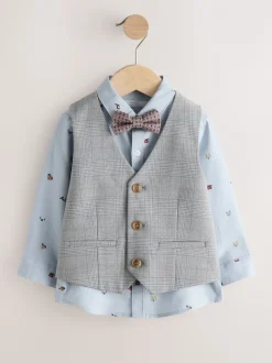Grijs geruit - Waistcoat Shirt and Bow Tie Set (3mths-9yrs)
