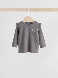 Grijs met bloemen - Babyset van top met Lange mouwen en Leggings met Bodywarmer 3 -delig (0mnd -2jr)