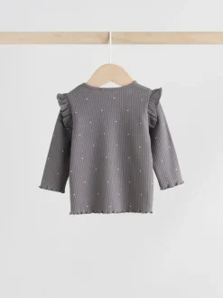 Grijs met bloemen - Babyset van top met Lange mouwen en Leggings met Bodywarmer 3 -delig (0mnd -2jr)