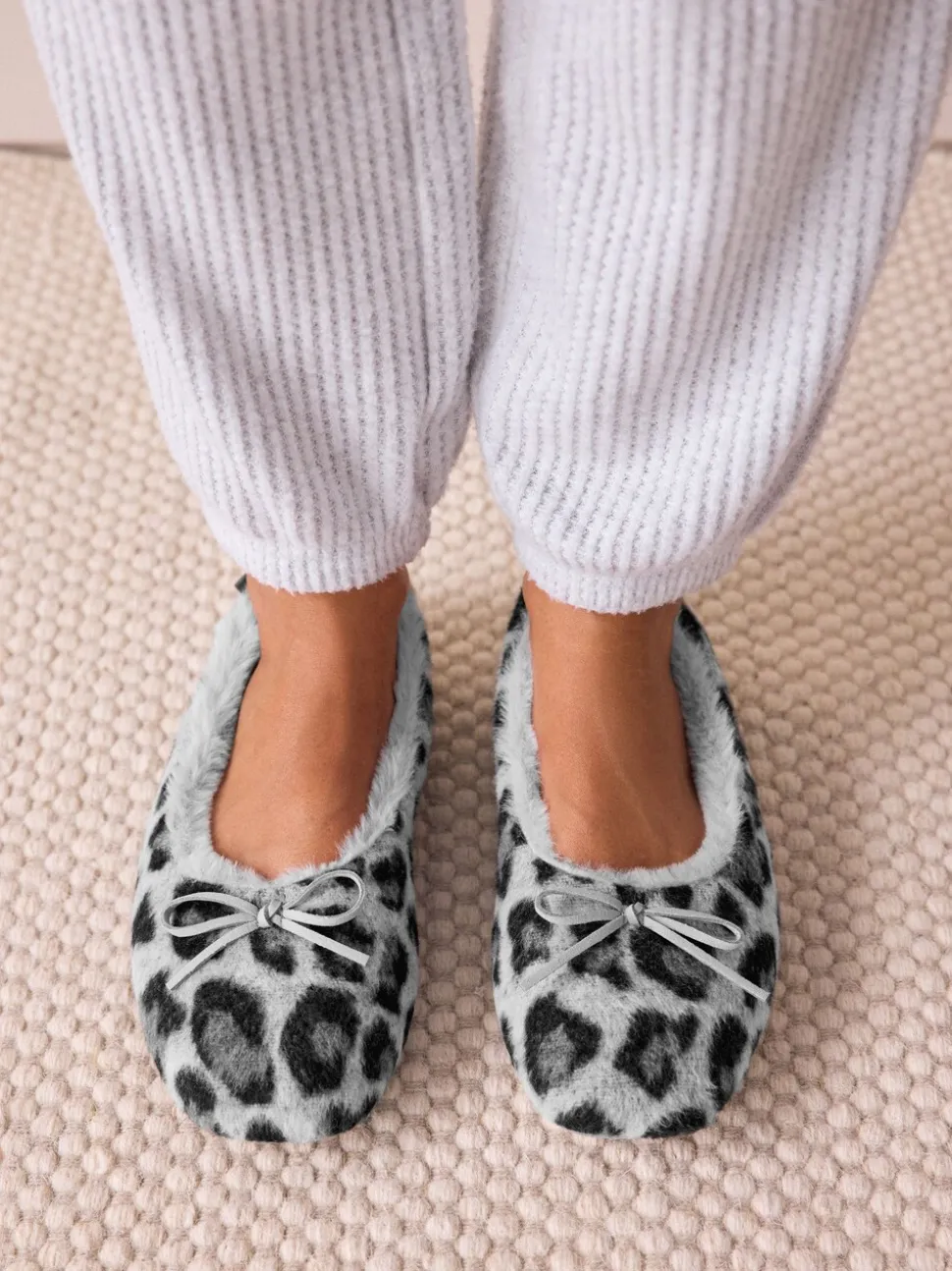 Grijs met dierenprint - Ballerina Flat Slippers