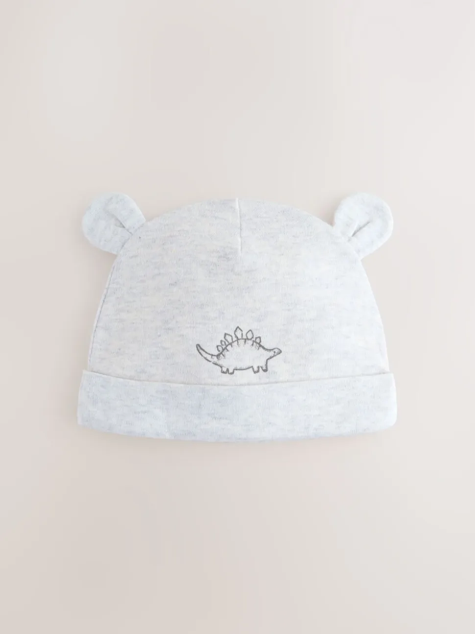 Grijs met dinoprint - Baby Beanie Mutsen 3 Set (0-18mnd)
