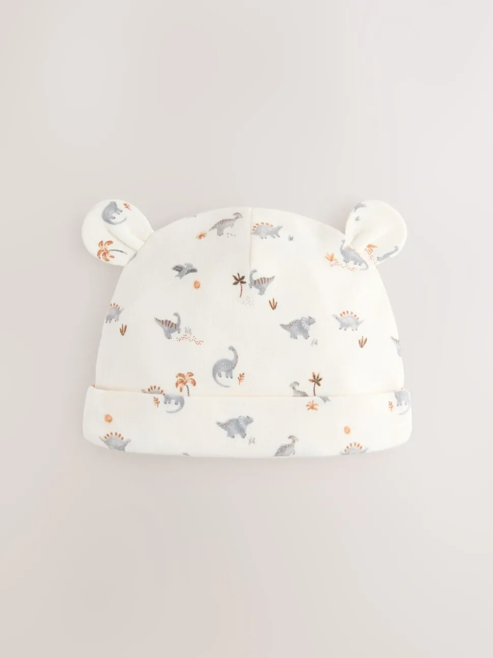 Grijs met dinoprint - Baby Beanie Mutsen 3 Set (0-18mnd)