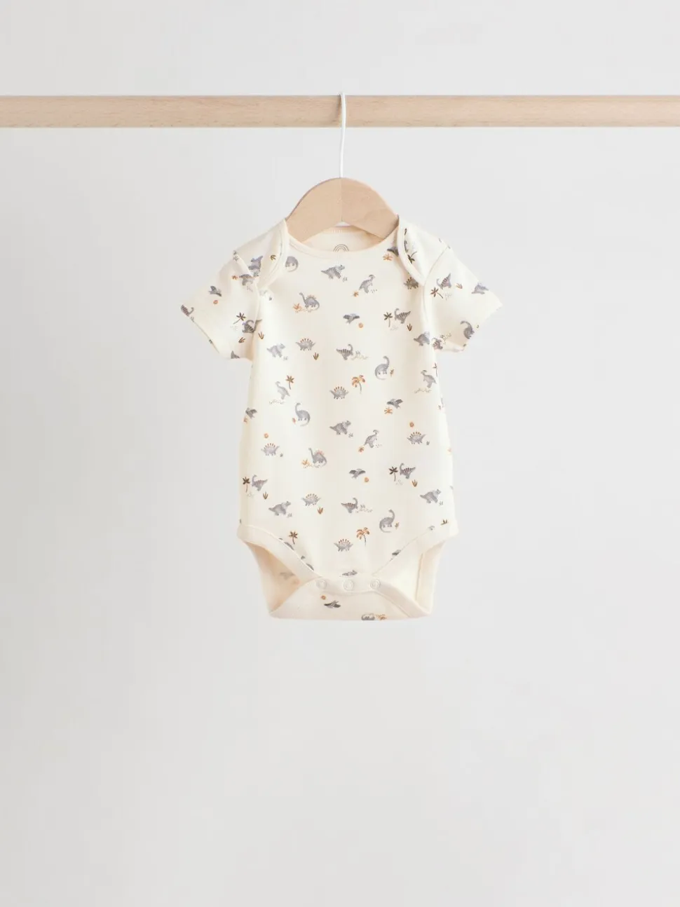 Grijs met dinoprint - Set van 5 babyrompertjes met korte mouwen