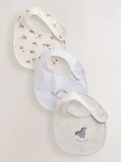 Grijs met dinoprint - Verpakking met 3 babyslabbetjes