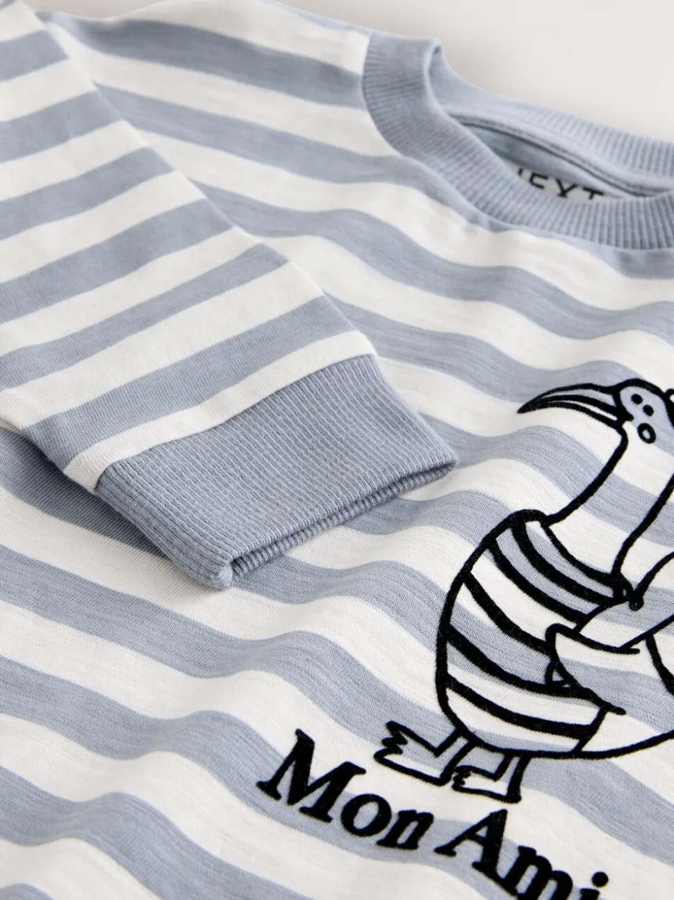 Grijs met eendjes - T-shirt met lange mouwen en print op de rug (3mnd -8jr)