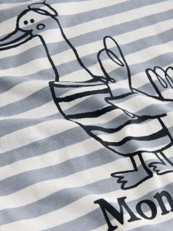 Grijs met eendjes - T-shirt met lange mouwen en print op de rug (3mnd -8jr)