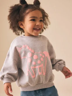Grijs met eenhoornprint - Sweatshirt met ronde hals (3 mnd-7 jr)