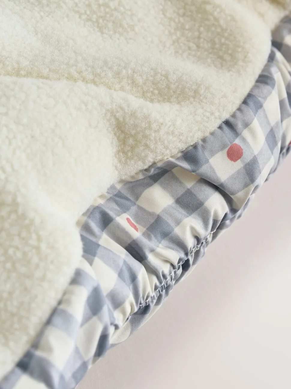 Grijs met gingham - Gevoerd babyjack met capuchon (0mnd-2jr)