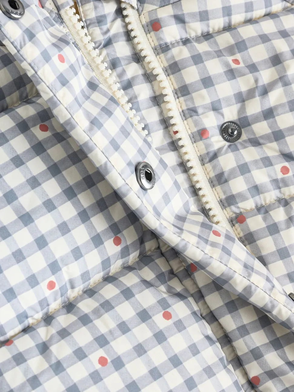 Grijs met gingham - Gevoerd babyjack met capuchon (0mnd-2jr)