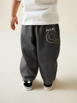 Grijs met graffiti - Barrel jeans (3mnd -7jr)