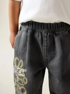 Grijs met graffiti - Barrel jeans (3mnd -7jr)