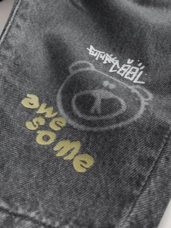 Grijs met graffiti - Barrel jeans (3mnd -7jr)