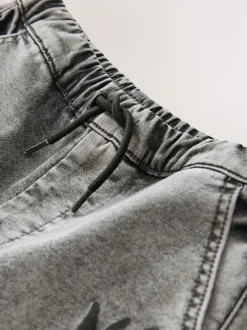 Grijs met graffiti - Cargo jeans met elastische taille (3-16 jr)