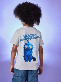 Grijs met print aan de achterkant - KPOP Demon Hunters T-Shirt (6-16yrs)