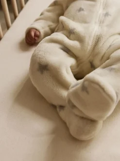 Grijs met sterren - Fleece babypyjama