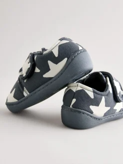 Grijs met sterren - Pantoffels met klittenbandsluiting en omgevende zool
