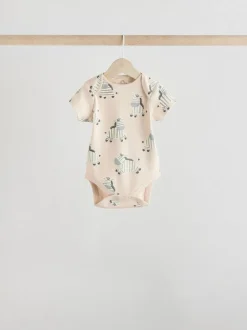 Grijs met zebraprint - Baby Bodysuits met Korte mouwen 100% katoen 5 verpakking
