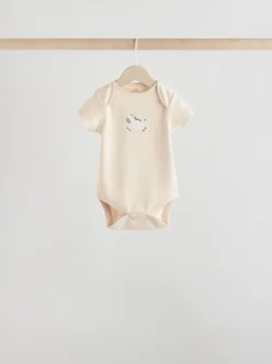 Grijs met zebraprint - Baby Bodysuits met Korte mouwen 100% katoen 5 verpakking