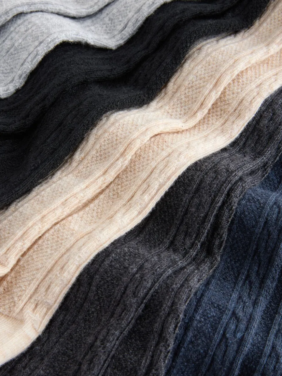 Grijs Zwart Beigegrijs en Marine-Blauw - Verpakking van 5 kabelmaillots met hoog katoengehalte