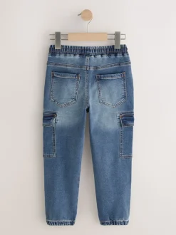 Grijs/blauw - Cargobroeken met elastische taille 2 pak (3-16jaar)