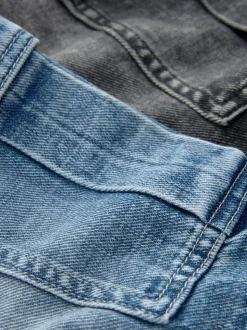 Grijs/Blauw - Verpakking van 2 cargoshorts van 100% katoenen denim (3-16jr)