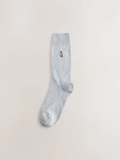 Grijs/blauw gedraaid Arctisch Animal - 8 Sokken met borduursel