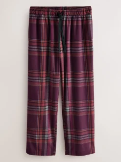 Grijs/bordeauxrood geruit - Motionflex Behaaglijke Pyjama Set met Korte Mouwen