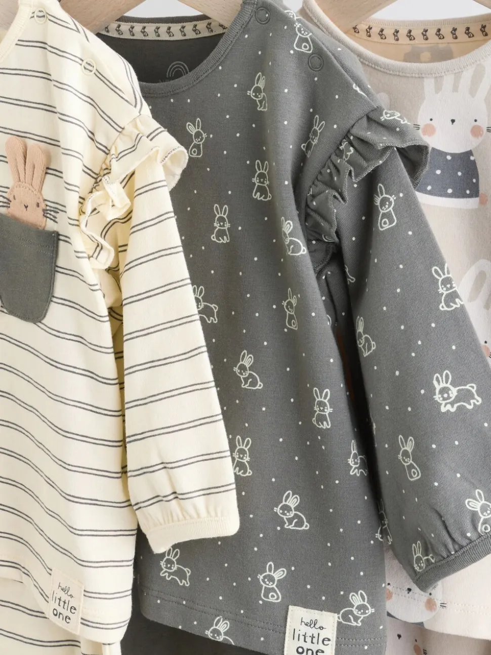 Grijs/crème met figuurtjes - 6 -delige set van top met lange mouwen en leggings (0mnd -3jr)