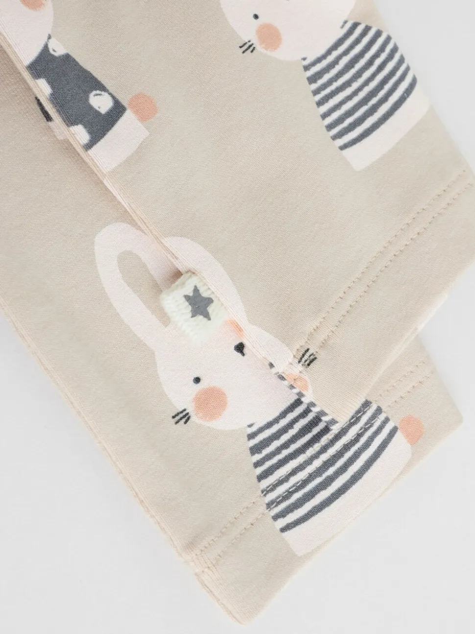 Grijs/crème met figuurtjes - 6 -delige set van top met lange mouwen en leggings (0mnd -3jr)