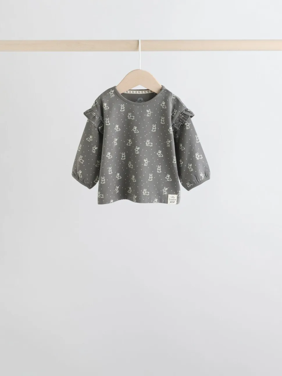 Grijs/crème met figuurtjes - 6 -delige set van top met lange mouwen en leggings (0mnd -3jr)