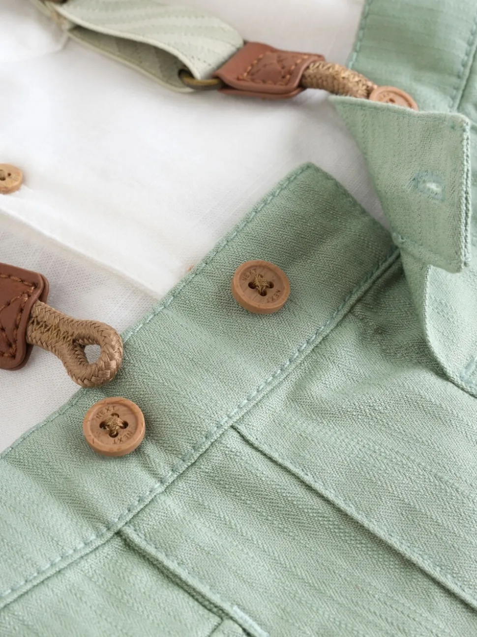 Grijs-groen - 3 -delige babyset van overhemd, broek en bretels (0mnd-2jr)