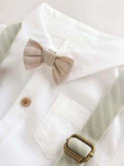 Grijs-groen - 3 -delige babyset van overhemd, broek en bretels (0mnd-2jr)