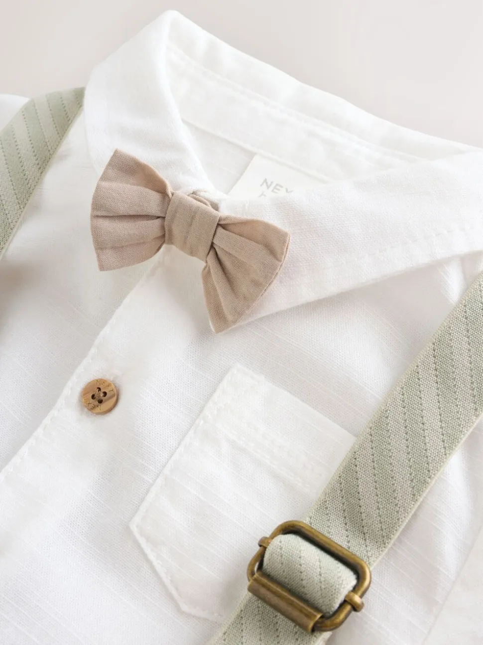 Grijs-groen - 3 -delige babyset van overhemd, broek en bretels (0mnd-2jr)