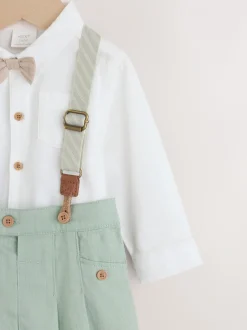 Grijs-groen - 3 -delige babyset van overhemd, broek en bretels (0mnd-2jr)