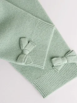 Grijs-groen - 2 -delige babyset met gebreide wikkelstrui en legging (0mnd-2jr)