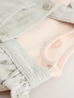 Grijs-groen - Baby Print Bodysuit met Lange mouwen en Corduroy bretelbroeken Set 2 Pieces (0mnd -2jr)