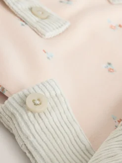 Grijs-groen - Baby Print Bodysuit met Lange mouwen en Corduroy bretelbroeken Set 2 Pieces (0mnd -2jr)