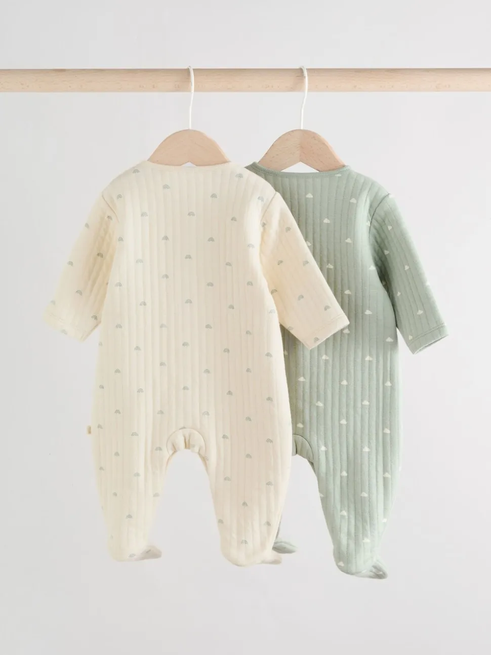 Grijs-groen - Baby Quilted Sleepsuits 2 Pack