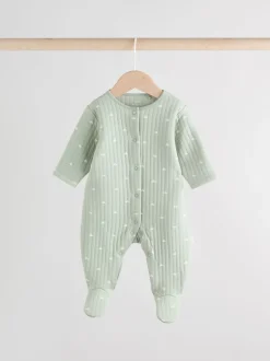 Grijs-groen - Baby Quilted Sleepsuits 2 Pack